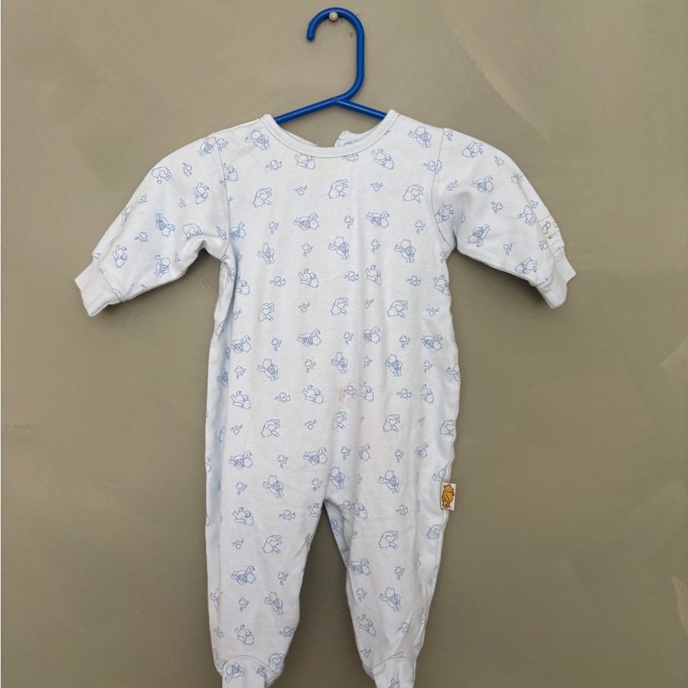 Vintage Disney White and Blue Kids One Piece Footie